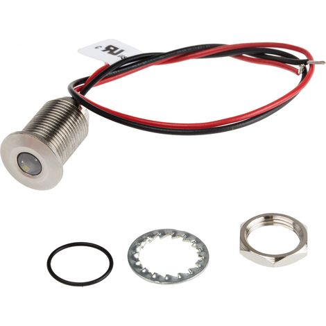 Voyant de panneau à LED LED lumineux Blanc RS PRO, dia. 10mm, 10.8 13.2V c.c., IP67 ( Prix pour 1 )