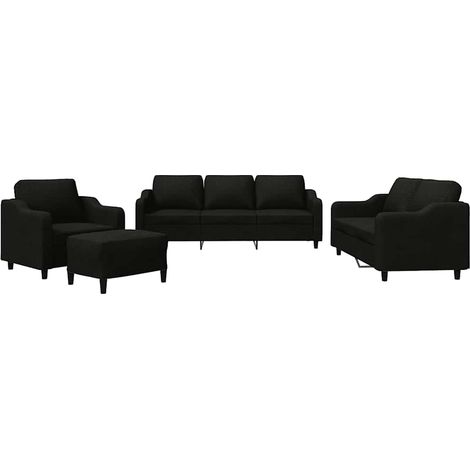 Maison Exclusive - Set di Divani 4 pz con Cuscini Nero in Tessuto (1/5)