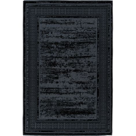 Tappeto Kalea in poliestere a tessitura piatta nero 80x150 cm (1/4)