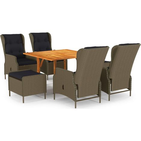 Juego de comedor de jardín 7 piezas marrón vidaXL (1/5)