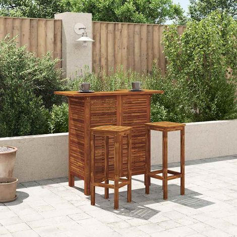 vidaXL Set mesa de bar y sillas 3 piezas de madera de acacia maciza (1/5)