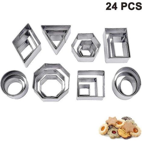 Ensemble de 24 mini emporte-pièces géométriques aux formes simples, outils de bricolage pour la cuisine et la pâtisserie. (1/4)