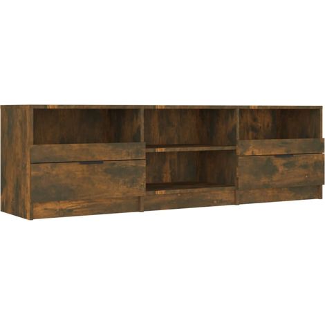 Mobile TV multimediale scaffale per televisione televisore buffet sala da pranzo soggiorno camera da letto rovere affumicato 150 x 33,5 x 45 cm derivati del legno marrone 020027340
