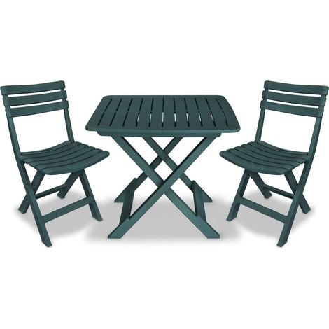 3-tlg. Bistro-Set Klappbar Kunststoff Grün