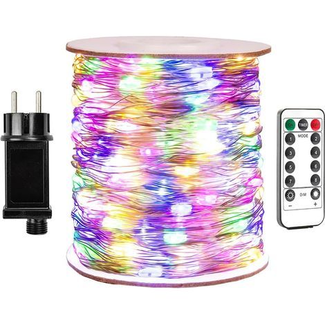 50m string lights, 500 LEDs, silver copper wire, waterproof, indoor/outdoor, with remote control, coloured light. (1/5)