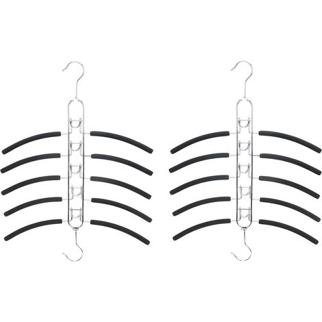 CSPARKV 2 Pack 5 in 1 Detachable Multi-Layer Tops Hangers, Multifunctional Space Saver, Foam Coated Heavy Duty Metal Hangers for Wardrobe, Closet, Shirt, Sweater, Suit (1/5)