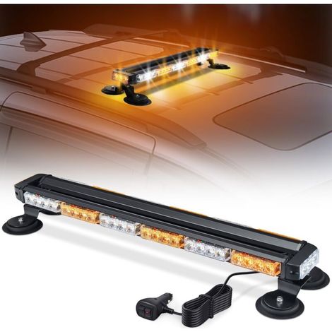 Faro rotante magnetico da 71 cm, LED arancione e bianco, luce di segnalazione a LED gialla e bianca con 20 potenti magneti per veicoli da costruzione, carrelli elevatori, trattori, rimorchi, spazzanev (1/4)