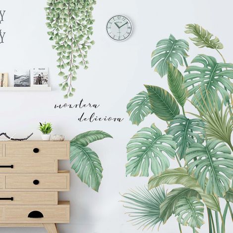 Sticker Mural Plante Tropicale, Tropicaux Plante Feuille Palmier Autocollants, Sticker Mur Plante Tropicale, Stickers Muraux Tropicaux Plante Convient pour Chambre à Coucher, Salon, Salle Etc