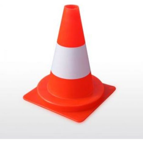 Cône de chantier 20cm PVC orange - 1 bande peinture blanche VINMER - 141106