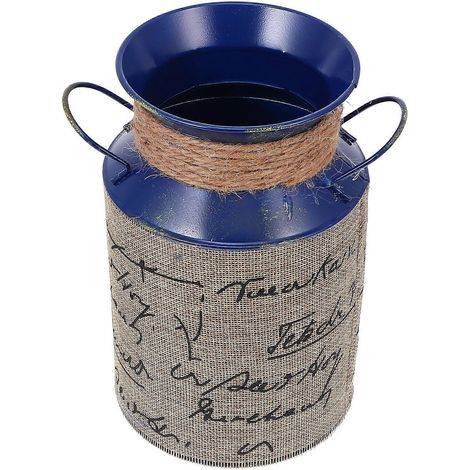 Seau en fer bleu style européen, compatible avec la décoration intérieure (1 pièce) (1/5)