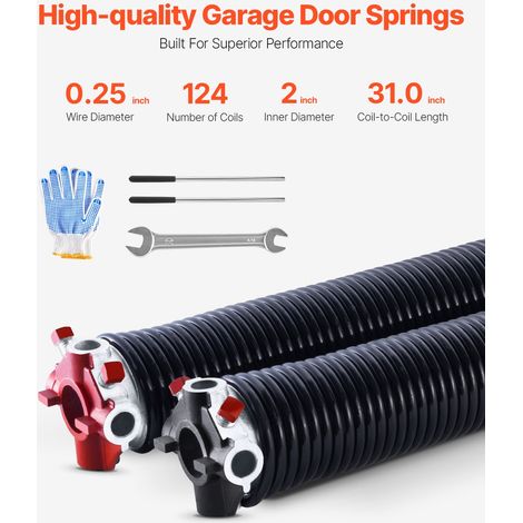 Ressorts de torsion pour porte de garage, 1 paire, Φ6,35xΦ50,8x787 mm, 16000 cycles, revêtement noir électrophorétique pour remplac… (1/5)
