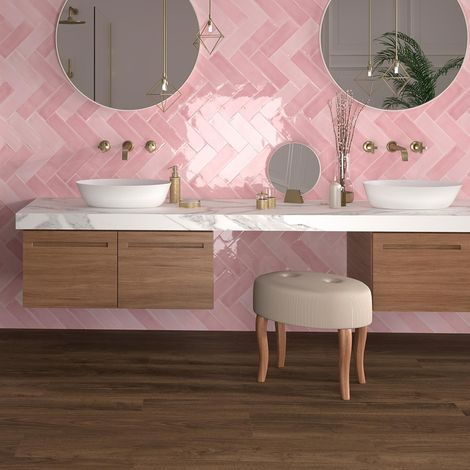 Collection Tabarca Rose 7,5x23 cm. Carreau Brillant Effet Zellige (1/2)
