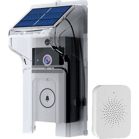 Sonnette Vidéo WiFi Sans Fil Alimentation Solaire Vision Nuit Étanche Interphone Audio Bidirectionnel HD Maison Connectée (1/4)