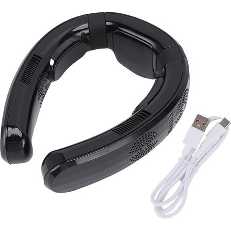 GARRYFIZH Ventilateur de cou portable refroidissement et chauffage double usage 3 vitesses semi-conducteur silencieux léger fonctionnant sur batterie portable pour la plage noir brillant