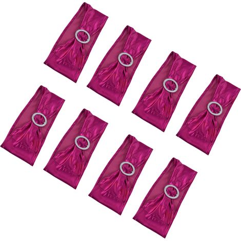 Lot de 10 attaches élastiques pour chaises, avec nœuds, pour décoration de mariage, banquet et hôtel, rose rouge. (1/5)