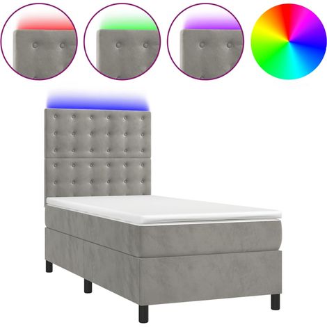 Maison Exclusive - Boxspringbett mit Matratze & LED Hellgrau 90x2