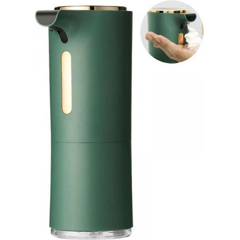 Automatic wall-mounted soap dispenser, suitable for kitchen and bathroom, 300 ml, adjustable size (green) (1/4)