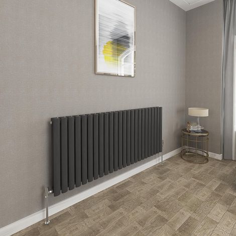 600x1416mm Black Double Oval Column Radiator Horizontal Modern Central Heating Radiators (1/5)