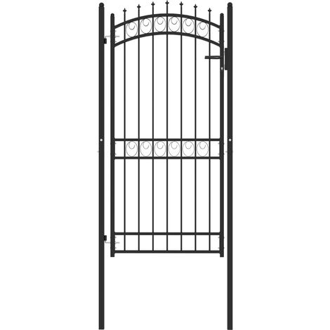 Portail, Porte de jardin, Portillon de clôture avec pointes Acier 100x200 cm Noir WFE412591 DESIGN IN (1/5)