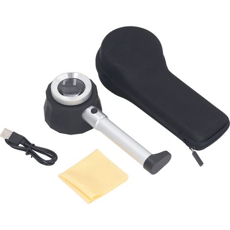 Microscopio Digitale Tascabile 45X – Zoom Ottico, LED Bianco e UV, Scala di Misura – Alluminio e ABS – Design Compatto ed Elegante – Ideale per Gioielli, Elettronica e Collezionismo (1/5)