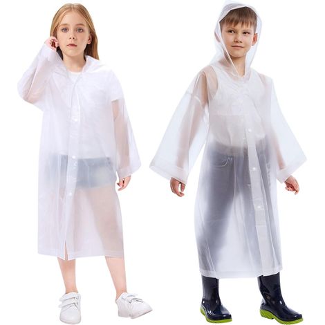 Poncho de Pluie Imperméable pour Enfant, Réutilisable EVA Imperméable Enfant Capuchon Vêtements de Pluie, Pour voyage, randonnée, Va à L'école, Equitation, Taille Unique (1/5)