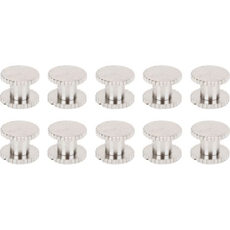 Lot de 10 rivets à tête plate moletés en laiton argenté pour ceintures, sacs à dos et meubles