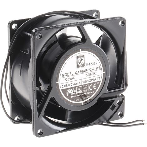 Rs Pro – Ventilateur axial 230 V c.a. – Débit d'air 25 cfm – Dimensions 80 x 80 x 38 mm – Puissance 12W – Pour espaces confinés - 25cfm (1/3)