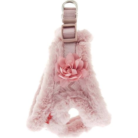Pettorina in peluche rosa con fiore modello Sweety per cani: S 32-39 cm (1/2)