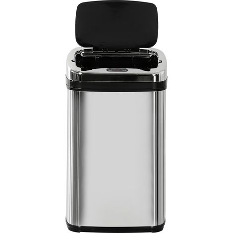 Poubelle de cuisine automatique 30L acier inoxydable, poubelle à capteur de mouvement avec couvercle, 33x25x58cm, argent