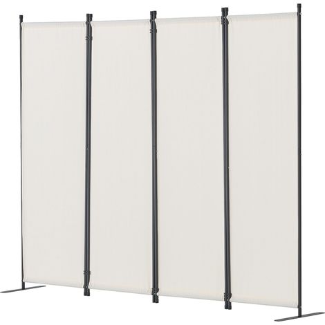 Panneau de séparation 4 panneaux, paravent pliant en tissu pour bureau, chambre, salle à manger, étude, autoportant, blanc (1/5)
