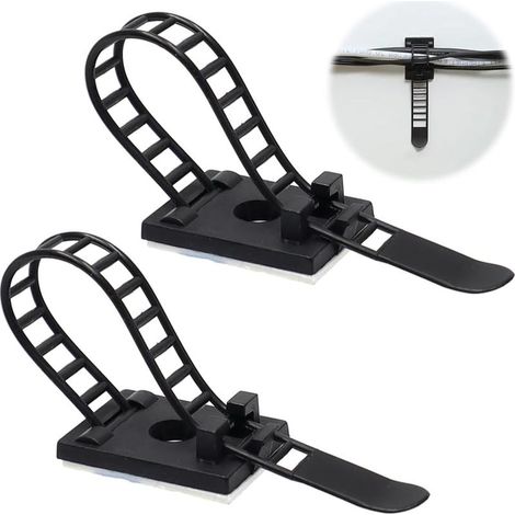 Packung mit 60 selbstklebenden Kabelbindern mit 3M-Klebeband, verstellbaren Nylon-Kabelbindern, Kabelmanagement-Clips, geeignet zur Organisation von Kabeln (Schwarz) (1/5)