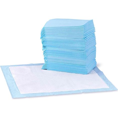 Tapis pour chiens et chiots, 6 plis, étanches et super absorbants, surface à séchage rapide, tapis d'apprentissage de la propreté, taille standard (60 x 60 cm), 40 pièces, bleu et blanc. (1/3)
