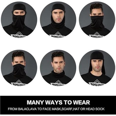 Passamontagna da moto in 2 pezzi，Maschera da bivacco，copricapo da skateboard，Taglia unica (Nero) (1/4)