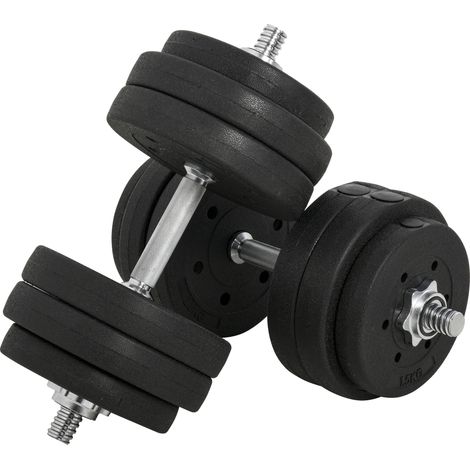 Kit d'haltères de 30 kg (8 disques de 2,5 kg et 4 haltères de 1,5 kg), comprenant 12 disques et 2 haltères de 2 kg pour l'entraînement à domicile, noir. (1/5)