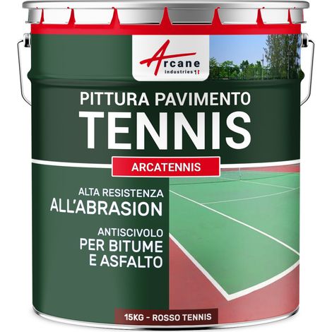 Pittura per campo da tennis, antiscivolo - ARCATENNIS - 15 kg (fino a 30 m² in 2 strati) Rosso Tennis - ARCANE INDUSTRIES