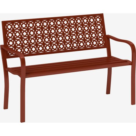 Panchina da giardino a 2 posti, resistente alle intemperie, arredo da giardino con schienale e braccioli, panchina da parco, portata 240 kg, panchina da balcone per balcone, terrazzo, giardino, 127 x (1/5)