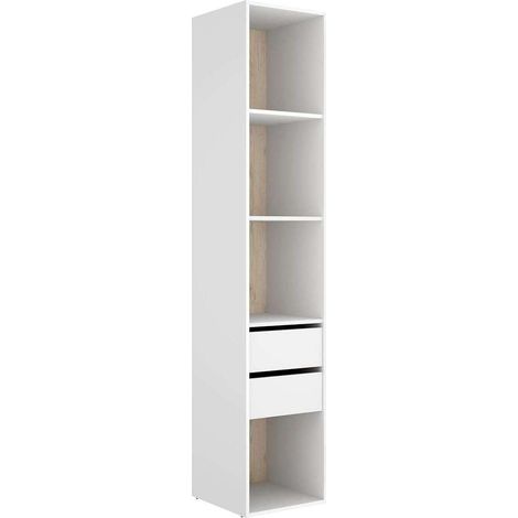 Vestidor Reus con estantes y 2 cajones acabado blanco, 205cm(alto) 45cm(ancho) 45cm(fondo)