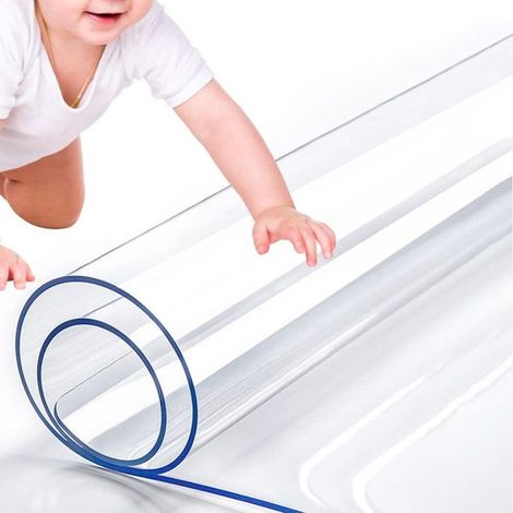 Nappe Transparente PVC, 80 x 100cm, Protection Table Antitâche pour Maison Extérieur, Facile à Nettoyer et Résistante,Épaisse 2mm