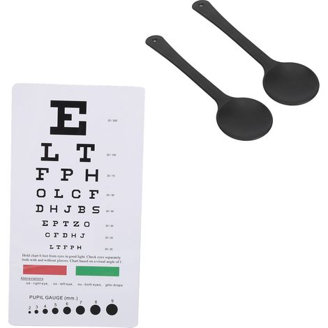 Tableau d'acuité visuelle de poche avec 2 cache-œil double face, outil de test de la vue (1/5)