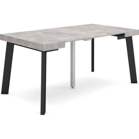 Skraut Home - Table console extensible, Console meuble, 160, Pour 8 personnes, Pieds en bois, Style moderne, Gris Ciment (1/5)