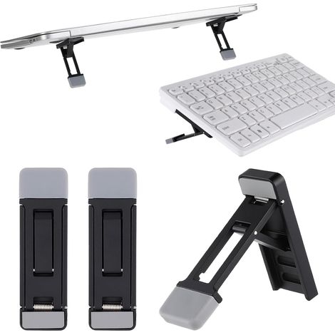 Lot de 2 supports de clavier portables, support pour ordinateur portable pliable et invisible, réglable sur trois angles d'inclinaison (noir)