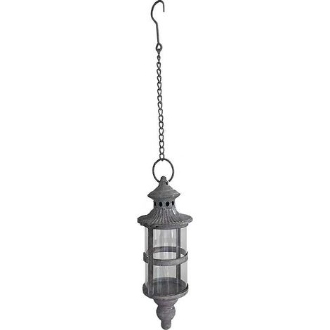 Lanterne suspendue fer gris 11x31cm (1/2)