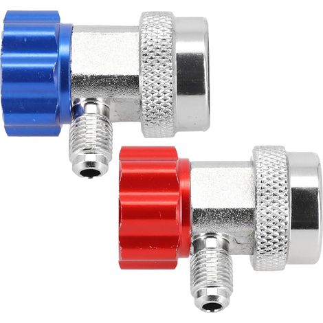 A/C Adapter Couplers Set 2pcs for R134a Car Air Conditioning System, High & Low Pressure Quick Connectors with Blue and Red Metal Fittings, Suitable for Automotive Repair (1/5)