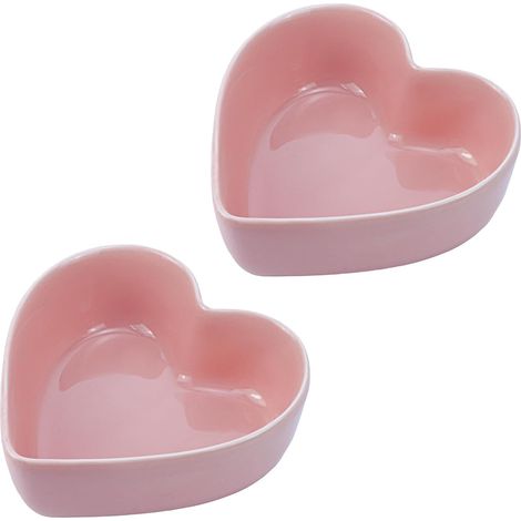 Lot de 2 bols en forme de cœur pour salade, soupe, collation, dessert, ménage, cuisine, rose (1/4)