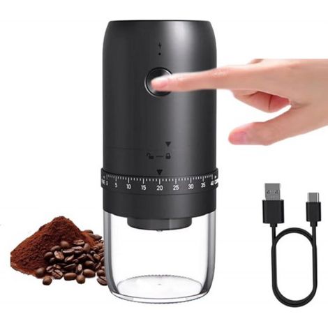 Moulin à café avec meule conique en céramique - 40 réglages de finesse - Moulin à café - Moulin à grains - Moulin à épices - Rechargeable par USB - Idéal pour les voyages, le camping et le bureau - 20 (1/5)