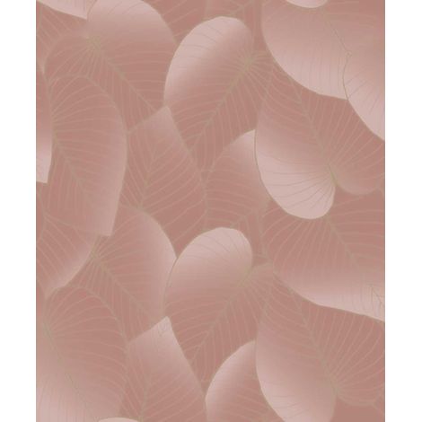 Papier peint feuilles tropicales rose poudré (1/2)