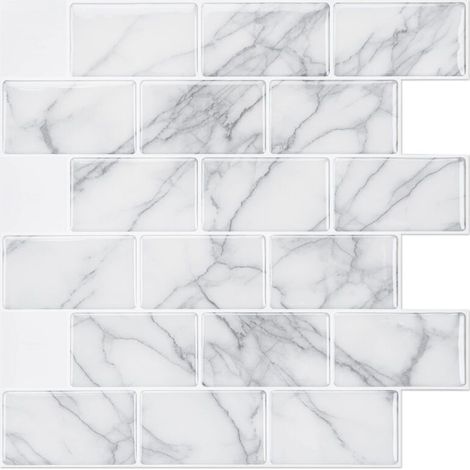 Carrelage autocollant 3D pour dosseret de cuisine, salle de bain et salon, 12" x 12", marbre gris, 10 feuilles