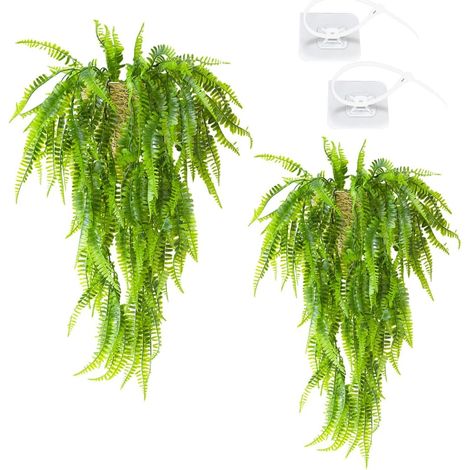 2 Pack Artificial Hanging Vines Plants，Artificial Plastic Plant，Reptile Plants Terrarium Hanging Plant Artificial Leaves Reptile Hide with Paste The Buckle