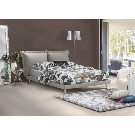 Talamo Italia Cama matrimonial Ludovica, Cama fija en tela con pies, 100% Made in Italy, adecuado para colchón 160x190 cm, Gris, con embalaje reforzado (1/3)