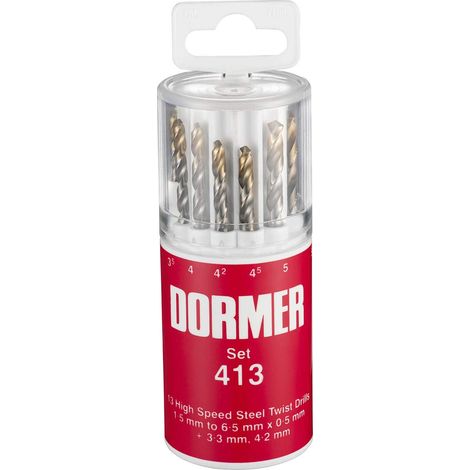 Dormer A094413 A094 No.413 HSS TiN Coated Drill Bit Set of 13 1.5- 6.50mm x 0.5mm (1/4)